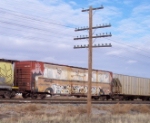 BAEX 582 "SCHOOLBUS" westbound on Union Pacific